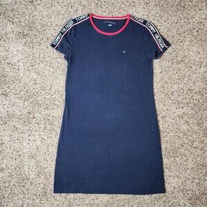 Tommy Hilfiger Women's T-Shirt Dress Small Navy Blue Cotton Round Neck Pullover